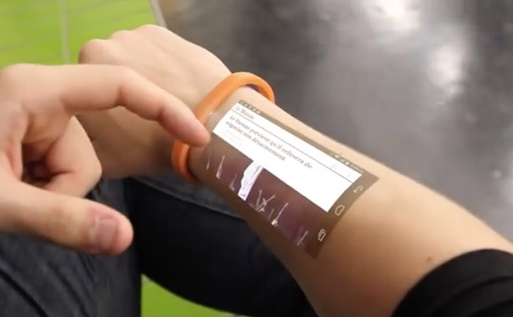 The Cicret Bracelet- skjerm på huden