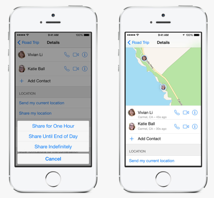 Fortell hvor du befinner deg via Messages i iOS 8